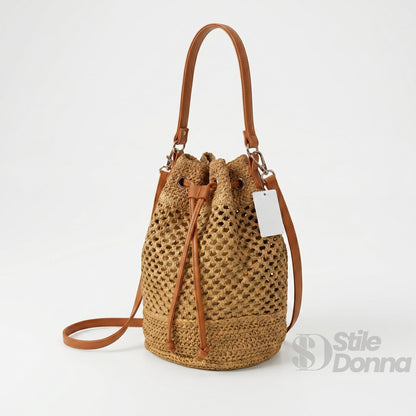 Stile Donna Bags - Borsa Secchiello in Paglia