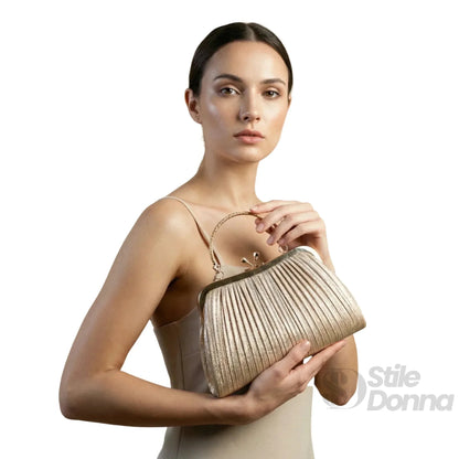 Stile Donna Bags - Soft Pouch Borsa con Strass Oro