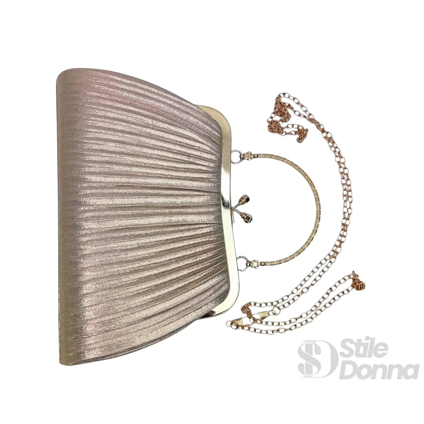 Stile Donna Bags - Soft Pouch Borsa con Strass Oro
