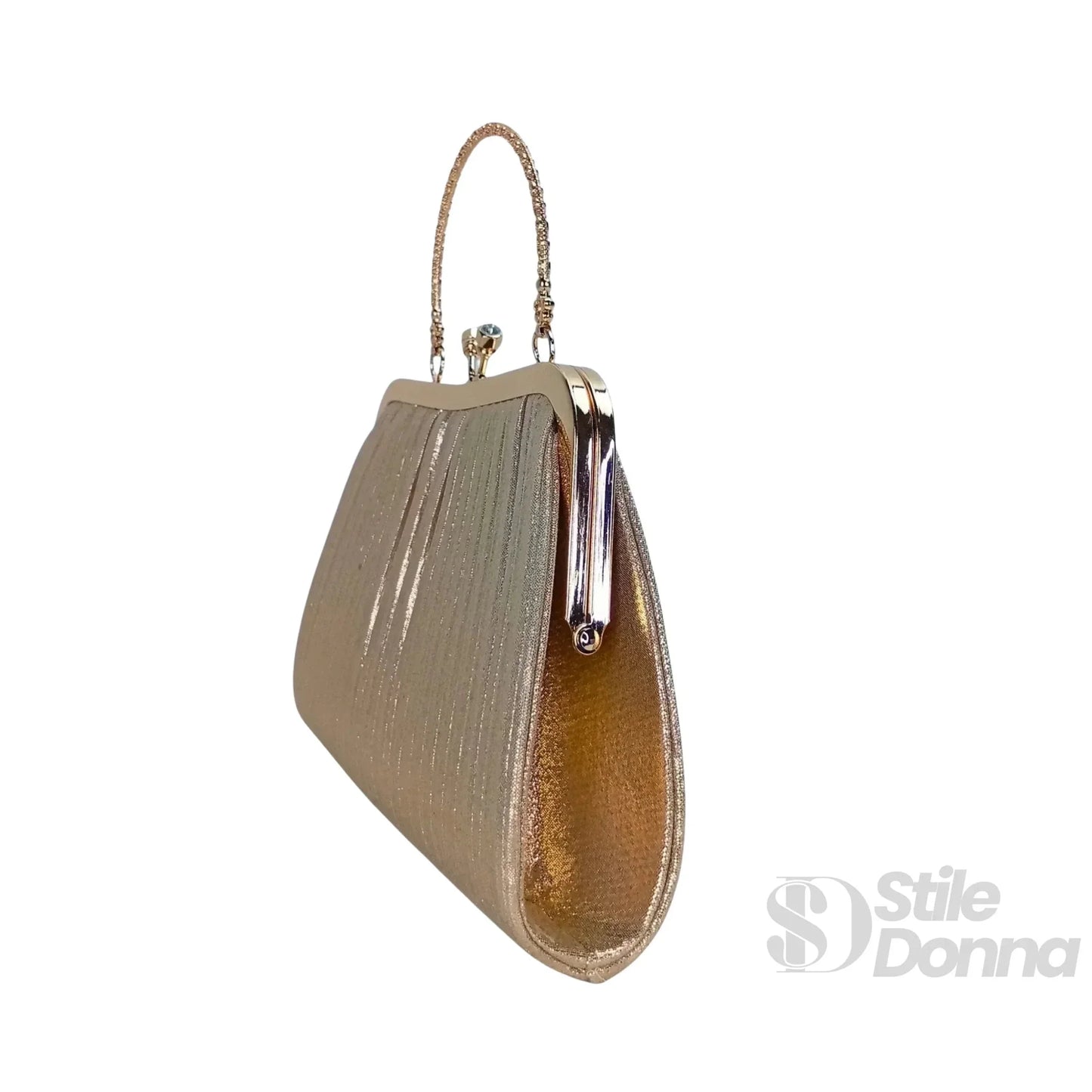 Stile Donna Bags - Soft Pouch Borsa con Strass Oro