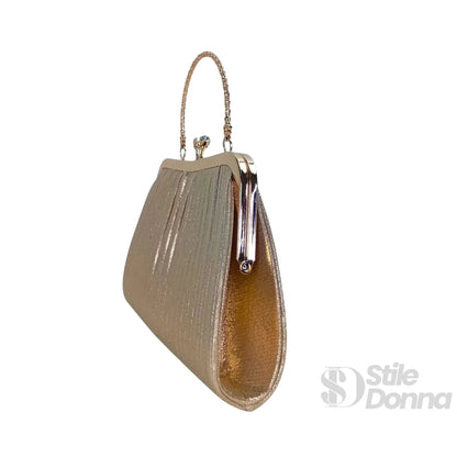 Stile Donna Bags - Soft Pouch Borsa con Strass Oro