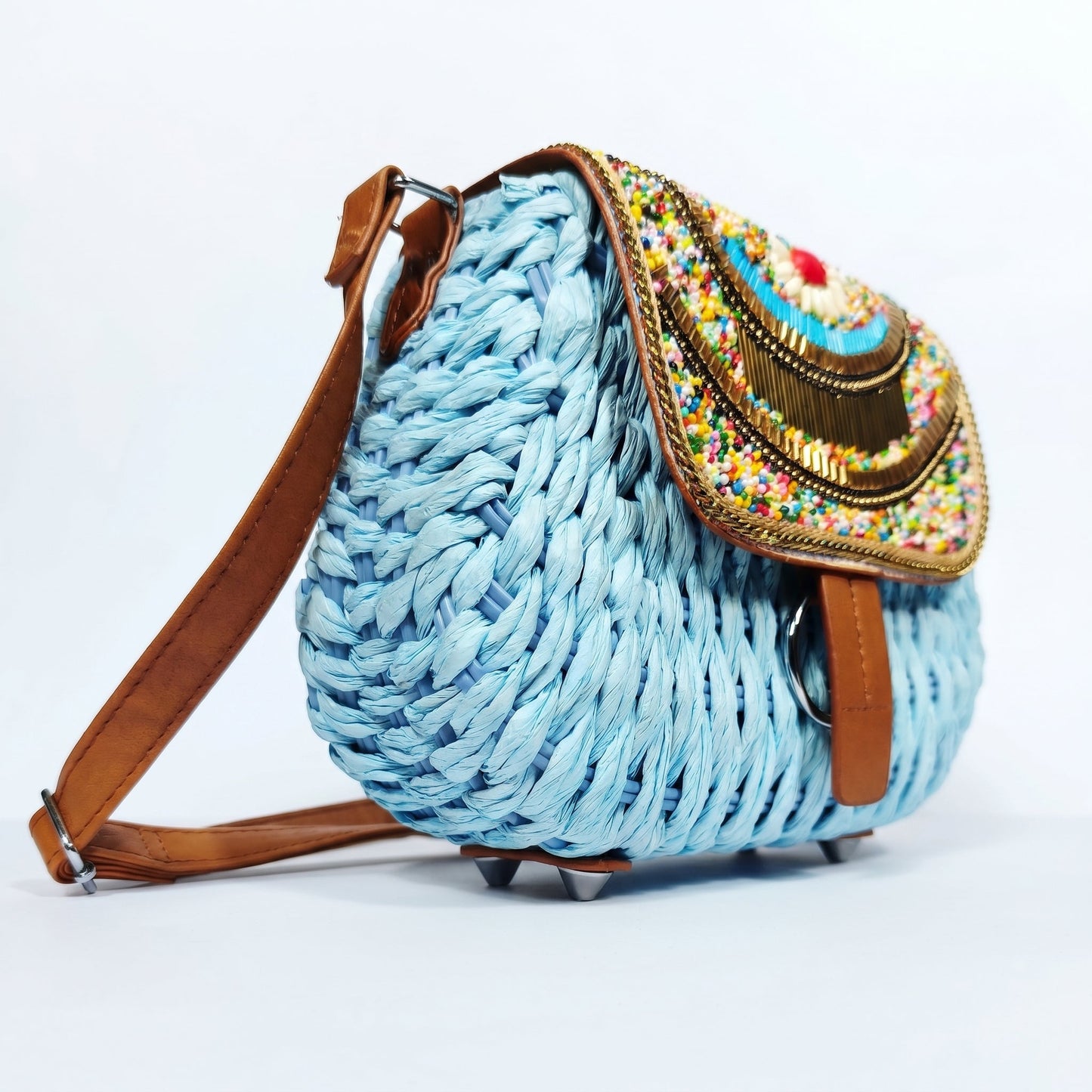 Stile Donna Bags - Borsa a Tracolla in Rafia Intrecciata