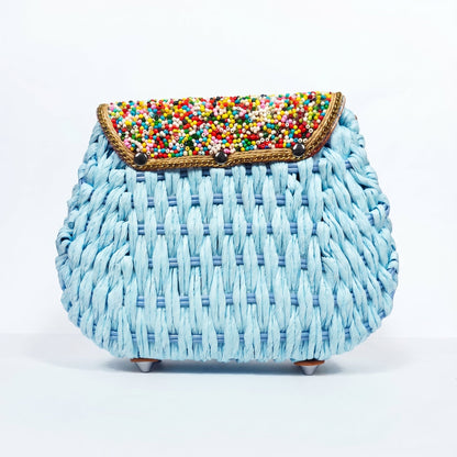 Stile Donna Bags - Borsa a Tracolla in Rafia Intrecciata