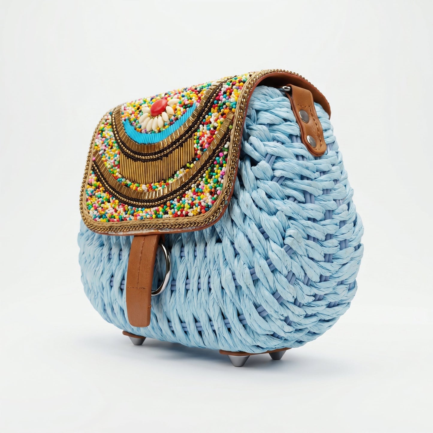 Stile Donna Bags - Borsa a Tracolla in Rafia Intrecciata