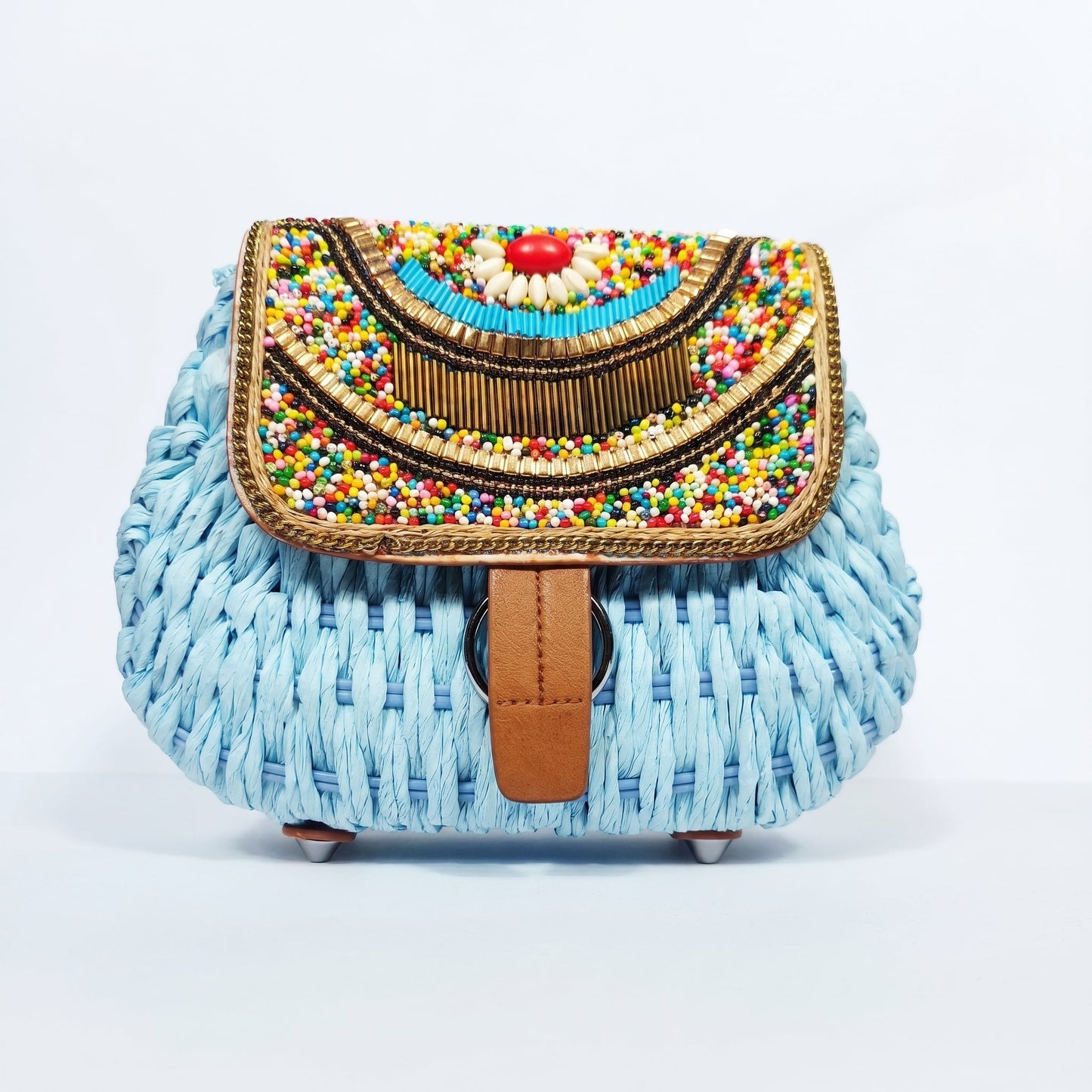Stile Donna Bags - Borsa a Tracolla in Rafia Intrecciata
