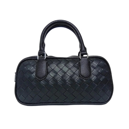 Stile Donna Bags - Borsa a Cilindro Intrecciata Nera
