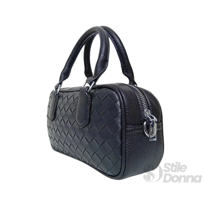 Stile Donna Bags - Borsa a Cilindro Intrecciata Nera