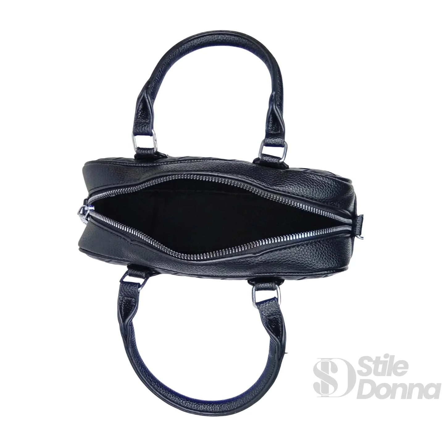 Stile Donna Bags - Borsa a Cilindro Intrecciata Nera
