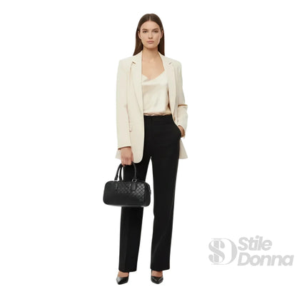 Stile Donna Bags - Borsa a Cilindro Intrecciata Nera