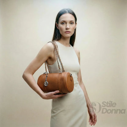 Stile Donna Bags - Borsa a Cilindro con Doppio Manico
