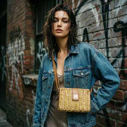 Stile Donna Bags - Borsa a Mano in Paglia Naturale