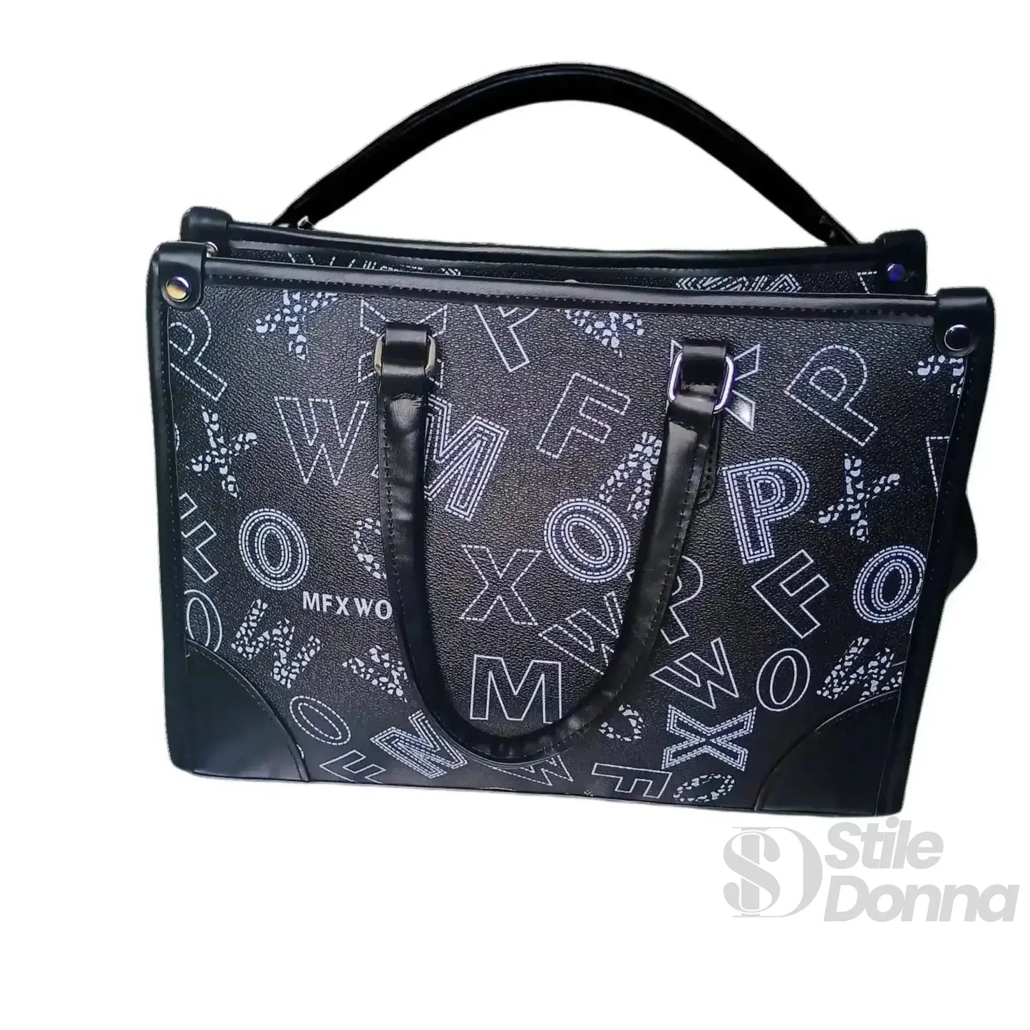 Stile Donna Bags - Borsa a Mano Nera con Stampa