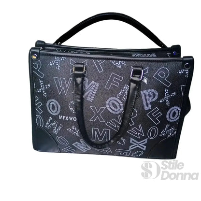 Stile Donna Bags - Borsa a Mano Nera con Stampa