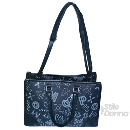 Stile Donna Bags - Borsa a Mano Nera con Stampa