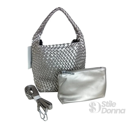 Stile Donna Bags - Borsa a Mano in Ecopelle Intrecciata