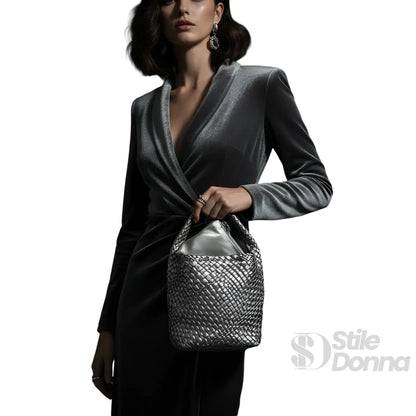 Stile Donna Bags - Borsa a Mano in Ecopelle Intrecciata