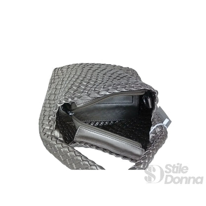 Stile Donna Bags - Borsa a Mano in Ecopelle Intrecciata