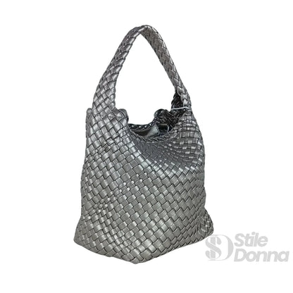 Stile Donna Bags - Borsa a Mano in Ecopelle Intrecciata