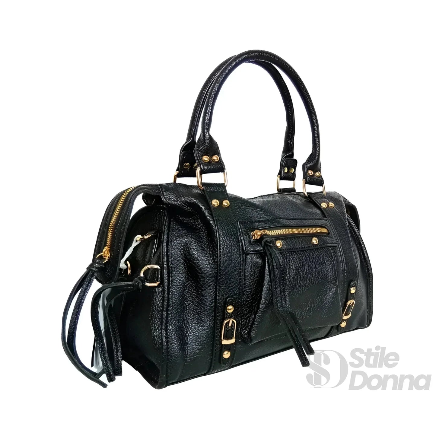 Stile Donna Bags - Borsa a Mano in Ecopelle Nera