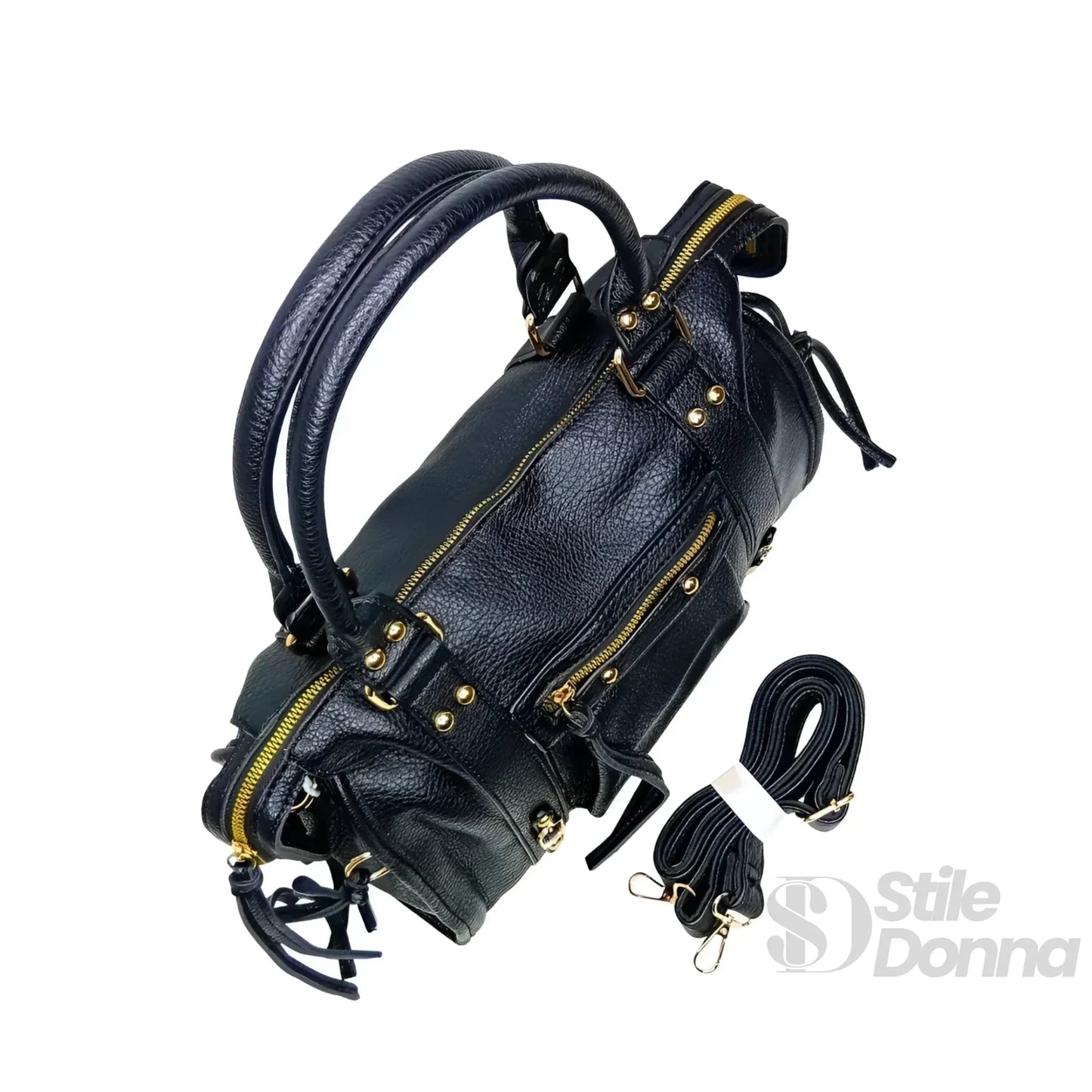 Stile Donna Bags - Borsa a Mano in Ecopelle Nera