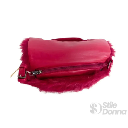 Stile Donna Bags - Borsa a Mano in Pelliccia Rossa