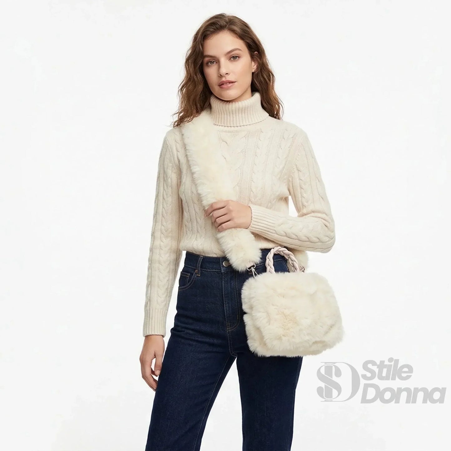 Stile Donna Bags - Borsa a Mano in Pelliccia Sintetica