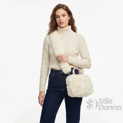Stile Donna Bags - Borsa a Mano in Pelliccia Sintetica
