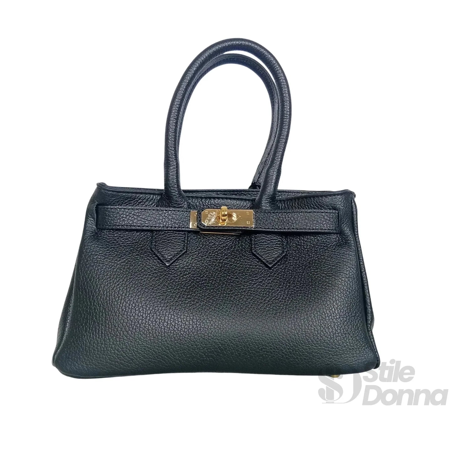 Stile Donna Bags - Borsa a Mano in Vera Pelle Hardware Oro