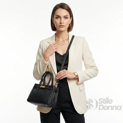 Stile Donna Bags - Borsa a Mano in Vera Pelle Hardware Oro