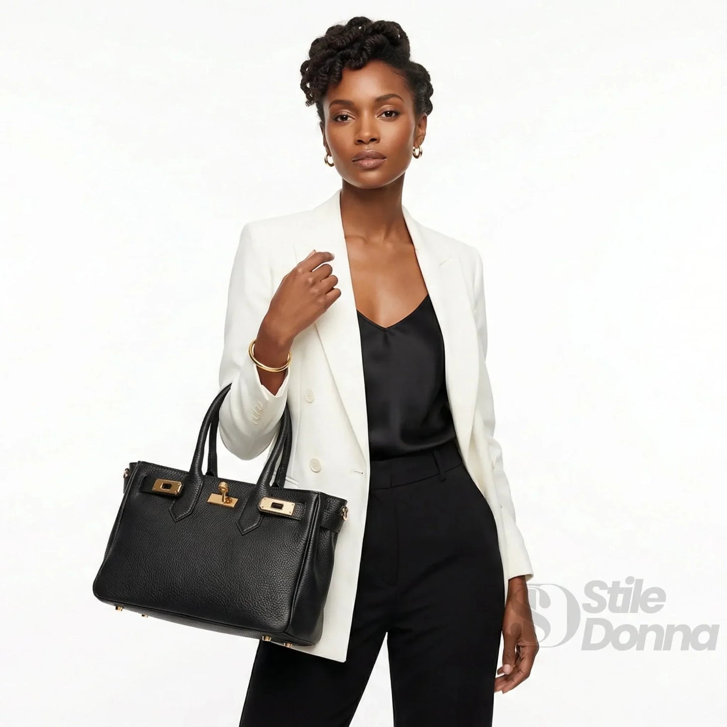 Stile Donna Bags - Borsa a Mano in Vera Pelle Hardware Oro