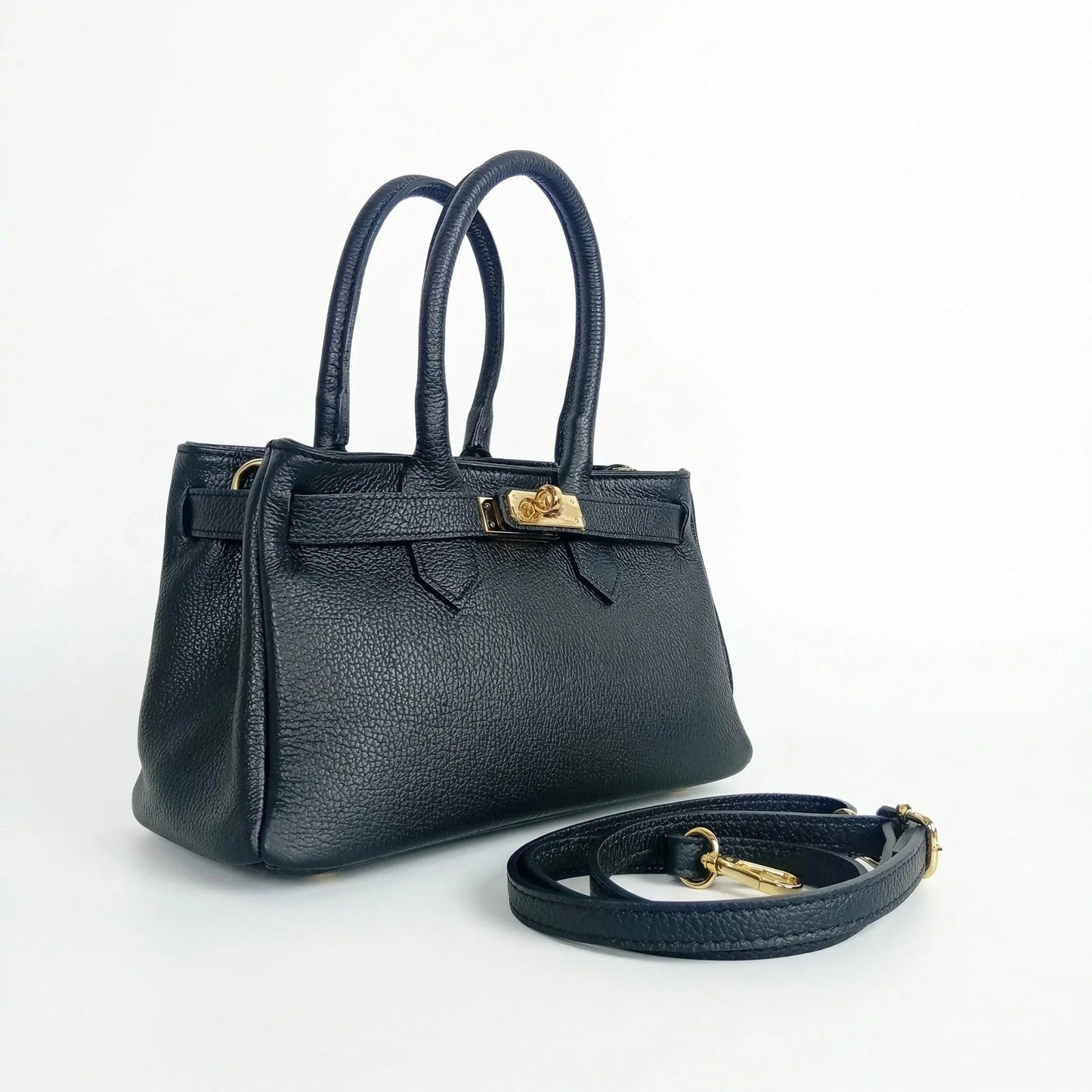 Stile Donna Bags - Borsa a Mano in Vera Pelle Hardware Oro