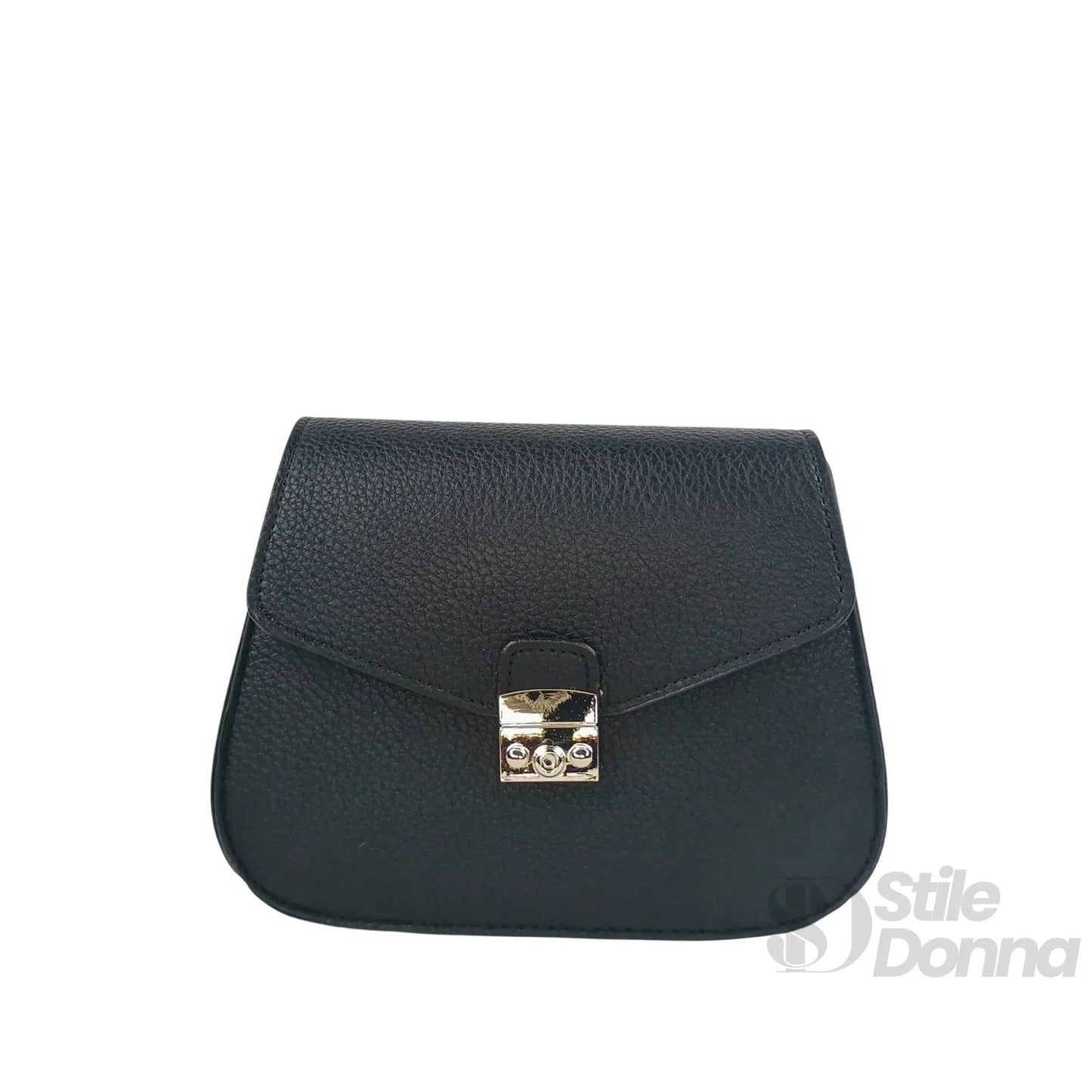 Stile Donna Bags - Borsa a Patta Nera Chiusura Argento