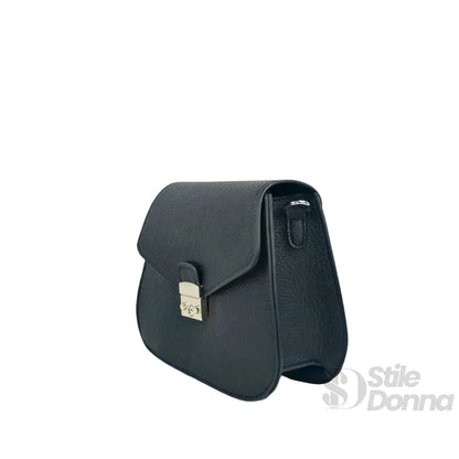 Stile Donna Bags - Borsa a Patta Nera Chiusura Argento