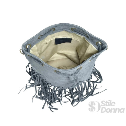 Stile Donna Bags - Borsa a Secchiello Scamosciata con Frange
