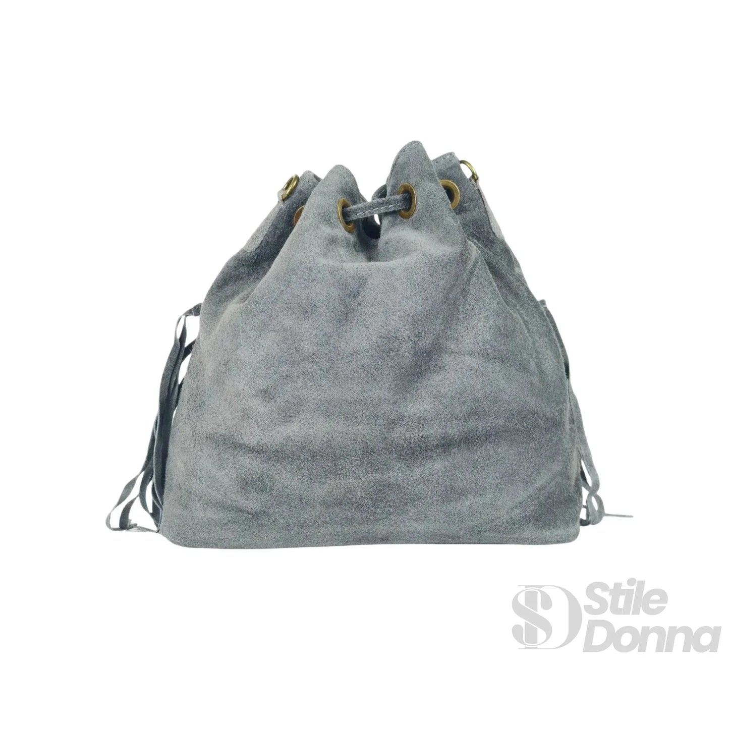Stile Donna Bags - Borsa a Secchiello Scamosciata con Frange