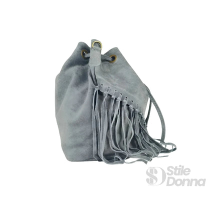 Stile Donna Bags - Borsa a Secchiello Scamosciata con Frange
