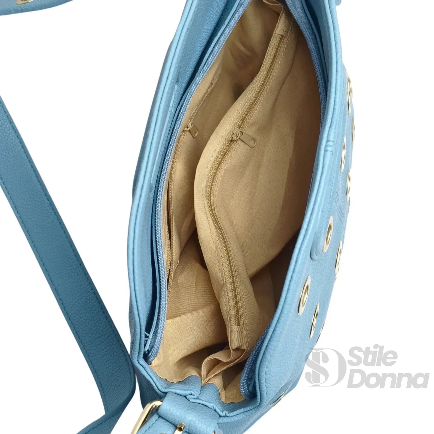 Stile Donna Bags - Borsa a Spalla con Occhielli Dorati