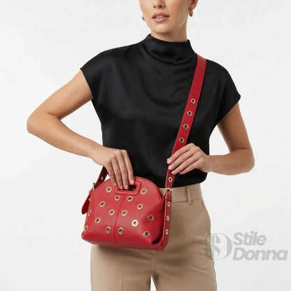 Stile Donna Bags - Borsa a Spalla con Occhielli Dorati
