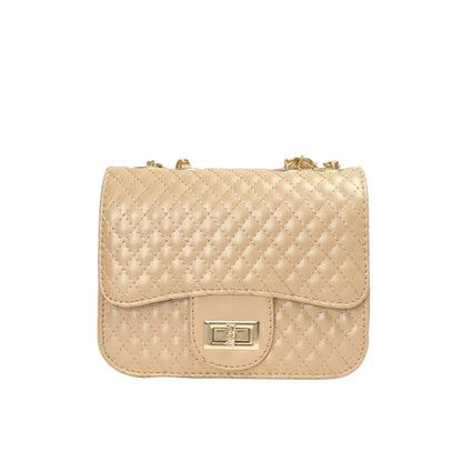 Stile Donna Bags - Borsa Beige con Catena Intrecciata