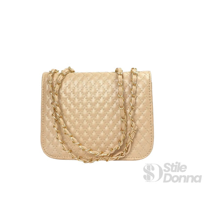 Stile Donna Bags - Borsa Beige con Catena Intrecciata