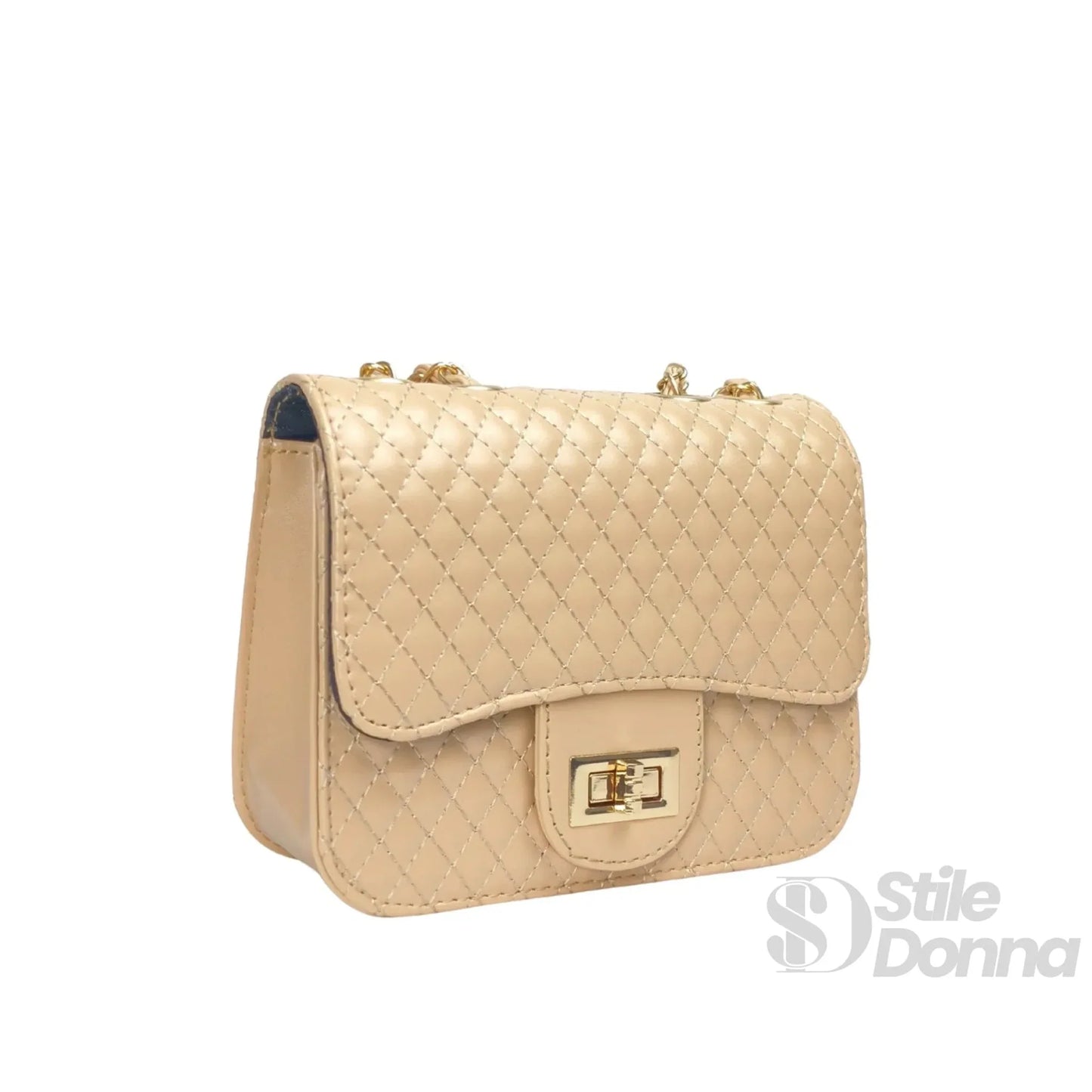Stile Donna Bags - Borsa Beige con Catena Intrecciata