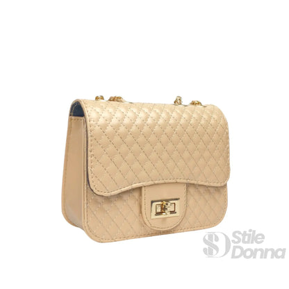 Stile Donna Bags - Borsa Beige con Catena Intrecciata