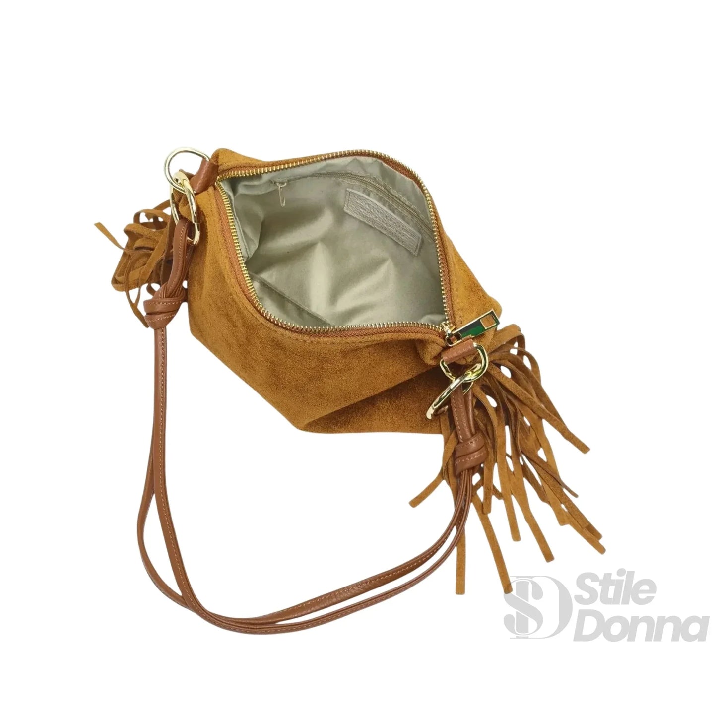 Stile Donna Bags - Camilla Borsa Boho in Pelle Scamosciata con Frange