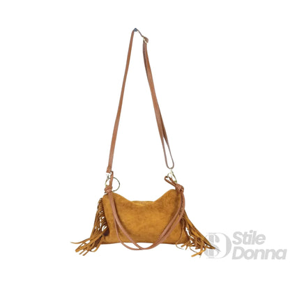 Stile Donna Bags - Camilla Borsa Boho in Pelle Scamosciata con Frange