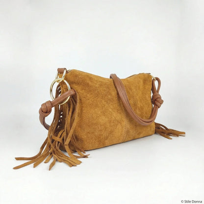 Stile Donna Bags - Camilla Borsa Boho in Pelle Scamosciata con Frange