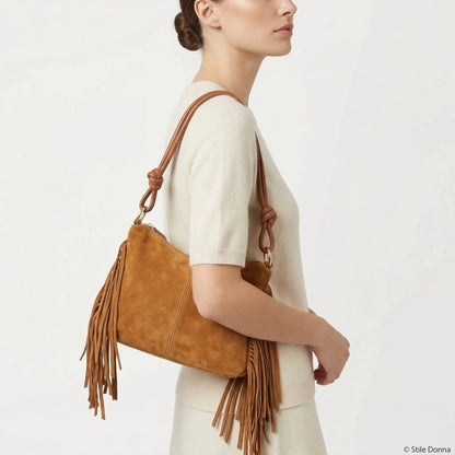 Stile Donna Bags - Camilla Borsa Boho in Pelle Scamosciata con Frange