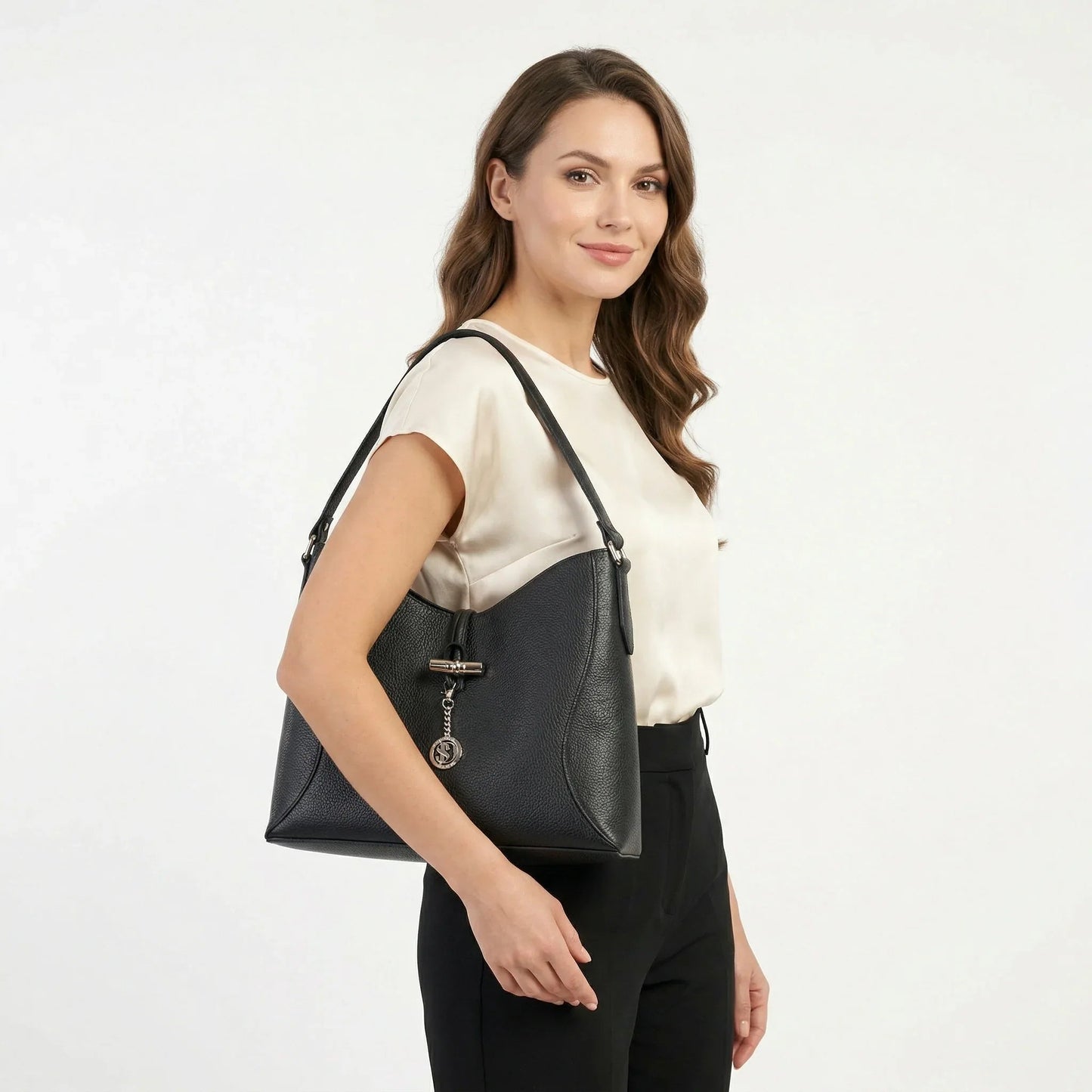 Stile Donna Bags - Lorenza Borsa a Tracolla Grande in Vera Pelle
