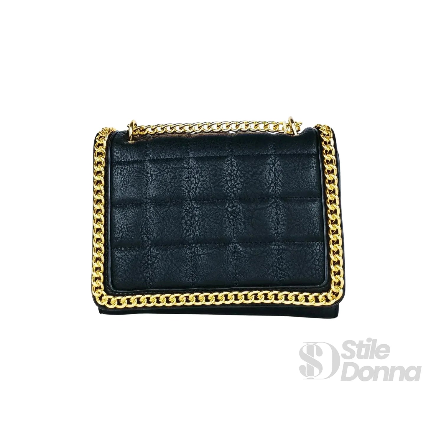 Stile Donna Bags - Borsa Trapuntata Nera con Catena