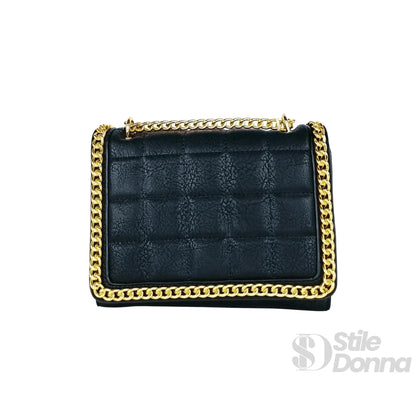 Stile Donna Bags - Borsa Trapuntata Nera con Catena