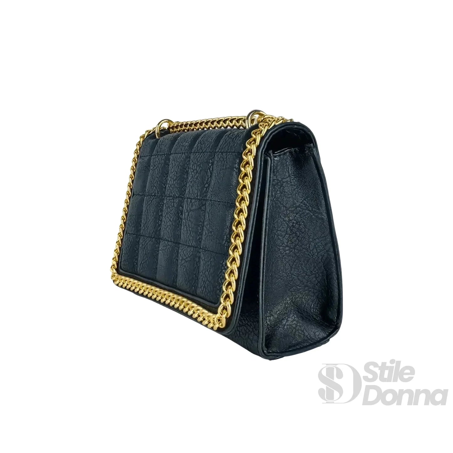 Stile Donna Bags - Borsa Trapuntata Nera con Catena
